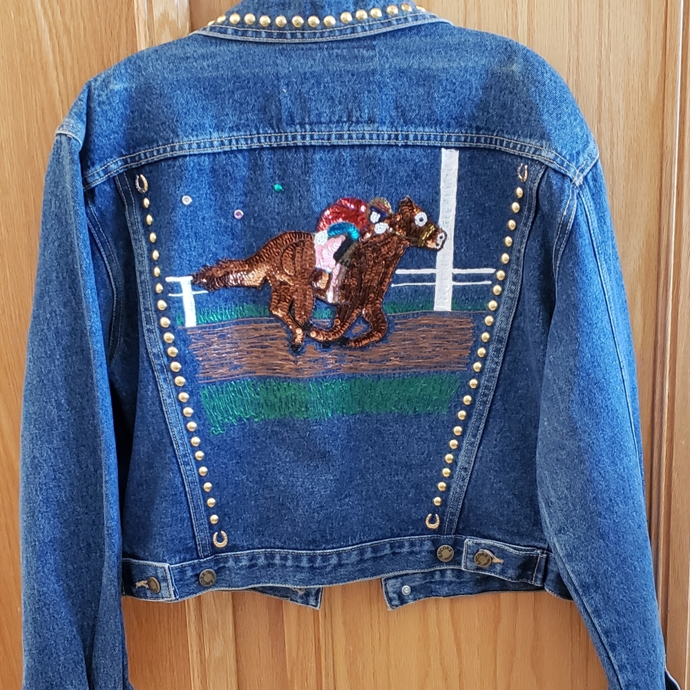 Encore Custom denim studded jacket  Medium
